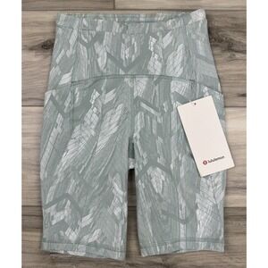 Lululemon‎ Shorts Swift Speed HR 8” Biker Jacquard Silver Blue Run Sz 2 NWT